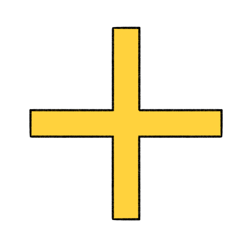 a drawing of a yellow plus sign.